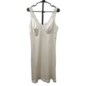 Vintage Sears Ivory Nylon Lace Slip Dress Size 36